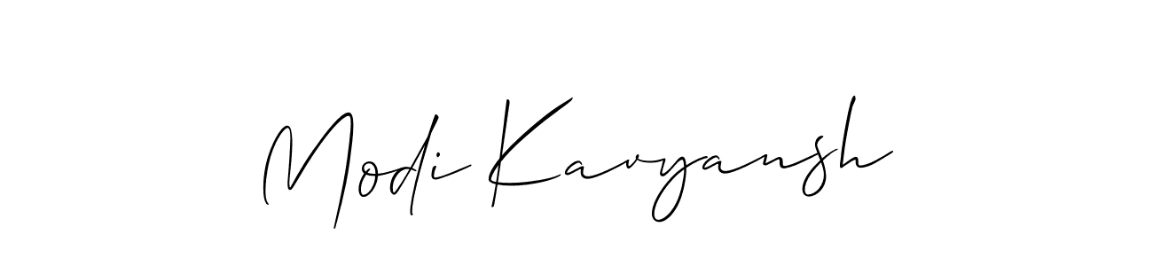 Also we have Modi Kavyansh name is the best signature style. Create professional handwritten signature collection using Allison_Script autograph style. Modi Kavyansh signature style 2 images and pictures png