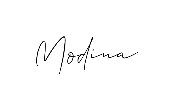 Design your own signature with our free online signature maker. With this signature software, you can create a handwritten (Allison_Script) signature for name Modina. Modina signature style 2 images and pictures png