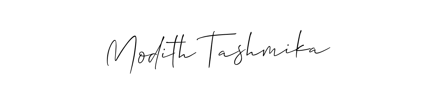 Design your own signature with our free online signature maker. With this signature software, you can create a handwritten (Allison_Script) signature for name Modith Tashmika. Modith Tashmika signature style 2 images and pictures png