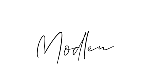 Use a signature maker to create a handwritten signature online. With this signature software, you can design (Allison_Script) your own signature for name Modlen. Modlen signature style 2 images and pictures png