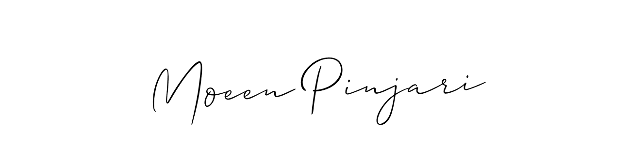 How to make Moeen Pinjari name signature. Use Allison_Script style for creating short signs online. This is the latest handwritten sign. Moeen Pinjari signature style 2 images and pictures png