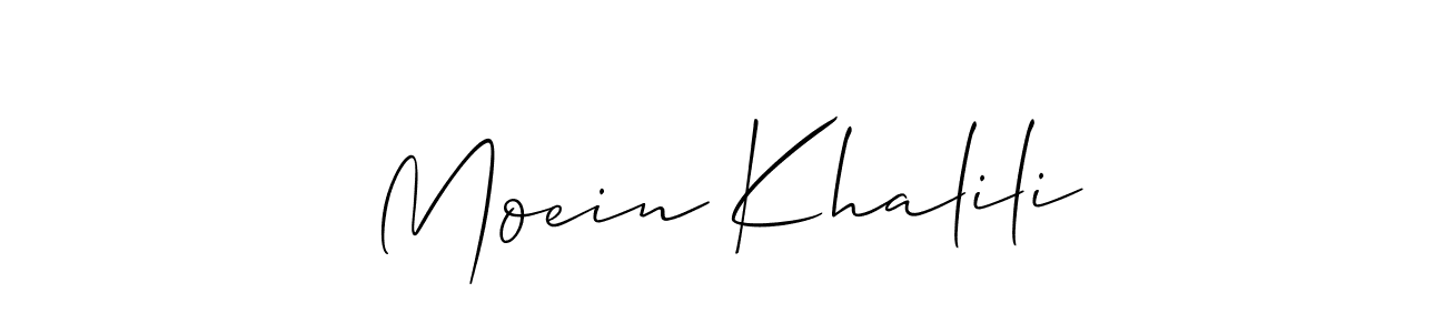 How to make Moein Khalili name signature. Use Allison_Script style for creating short signs online. This is the latest handwritten sign. Moein Khalili signature style 2 images and pictures png