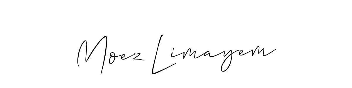 Use a signature maker to create a handwritten signature online. With this signature software, you can design (Allison_Script) your own signature for name Moez Limayem. Moez Limayem signature style 2 images and pictures png