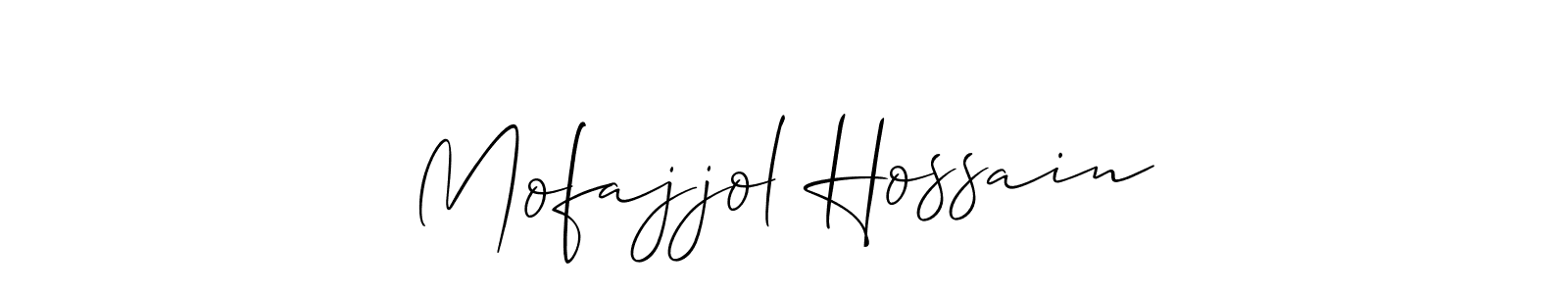 Similarly Allison_Script is the best handwritten signature design. Signature creator online .You can use it as an online autograph creator for name Mofajjol Hossain. Mofajjol Hossain signature style 2 images and pictures png