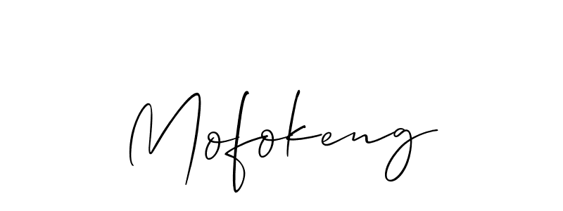 Design your own signature with our free online signature maker. With this signature software, you can create a handwritten (Allison_Script) signature for name Mofokeng. Mofokeng signature style 2 images and pictures png