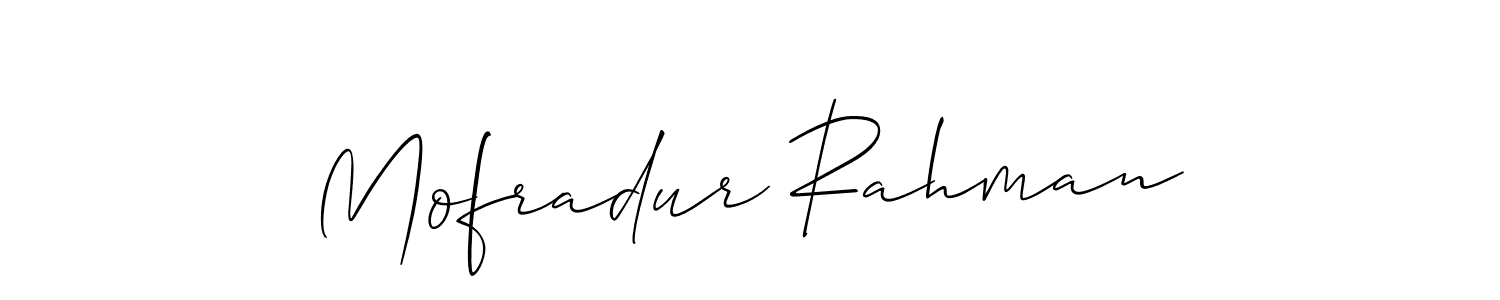 Make a beautiful signature design for name Mofradur Rahman. With this signature (Allison_Script) style, you can create a handwritten signature for free. Mofradur Rahman signature style 2 images and pictures png