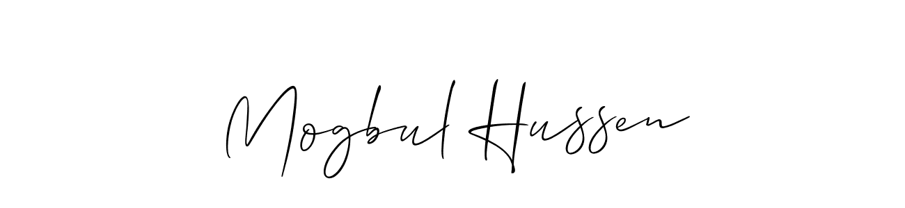 Make a beautiful signature design for name Mogbul Hussen. With this signature (Allison_Script) style, you can create a handwritten signature for free. Mogbul Hussen signature style 2 images and pictures png