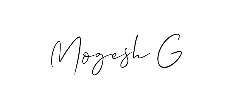 How to make Mogesh G signature? Allison_Script is a professional autograph style. Create handwritten signature for Mogesh G name. Mogesh G signature style 2 images and pictures png