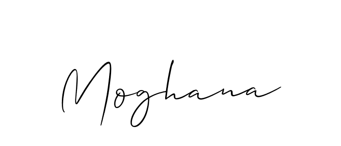 Use a signature maker to create a handwritten signature online. With this signature software, you can design (Allison_Script) your own signature for name Moghana. Moghana signature style 2 images and pictures png