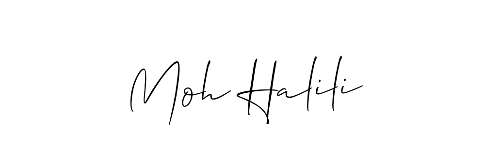 Use a signature maker to create a handwritten signature online. With this signature software, you can design (Allison_Script) your own signature for name Moh Halili. Moh Halili signature style 2 images and pictures png