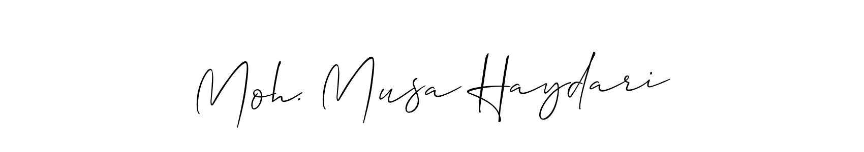 See photos of Moh. Musa Haydari official signature by Spectra . Check more albums & portfolios. Read reviews & check more about Allison_Script font. Moh. Musa Haydari signature style 2 images and pictures png