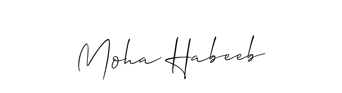 How to make Moha Habeeb signature? Allison_Script is a professional autograph style. Create handwritten signature for Moha Habeeb name. Moha Habeeb signature style 2 images and pictures png