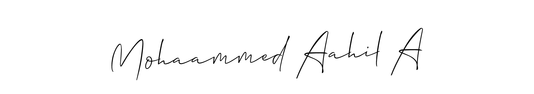 It looks lik you need a new signature style for name Mohaammed Aahil A. Design unique handwritten (Allison_Script) signature with our free signature maker in just a few clicks. Mohaammed Aahil A signature style 2 images and pictures png