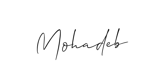 You should practise on your own different ways (Allison_Script) to write your name (Mohadeb) in signature. don't let someone else do it for you. Mohadeb signature style 2 images and pictures png