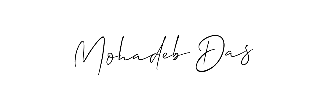 The best way (Allison_Script) to make a short signature is to pick only two or three words in your name. The name Mohadeb Das include a total of six letters. For converting this name. Mohadeb Das signature style 2 images and pictures png