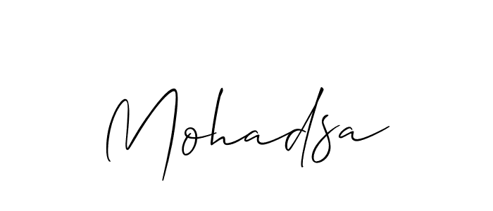 How to make Mohadsa name signature. Use Allison_Script style for creating short signs online. This is the latest handwritten sign. Mohadsa signature style 2 images and pictures png