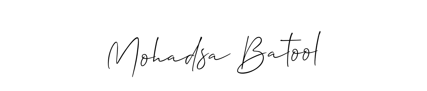 It looks lik you need a new signature style for name Mohadsa Batool. Design unique handwritten (Allison_Script) signature with our free signature maker in just a few clicks. Mohadsa Batool signature style 2 images and pictures png