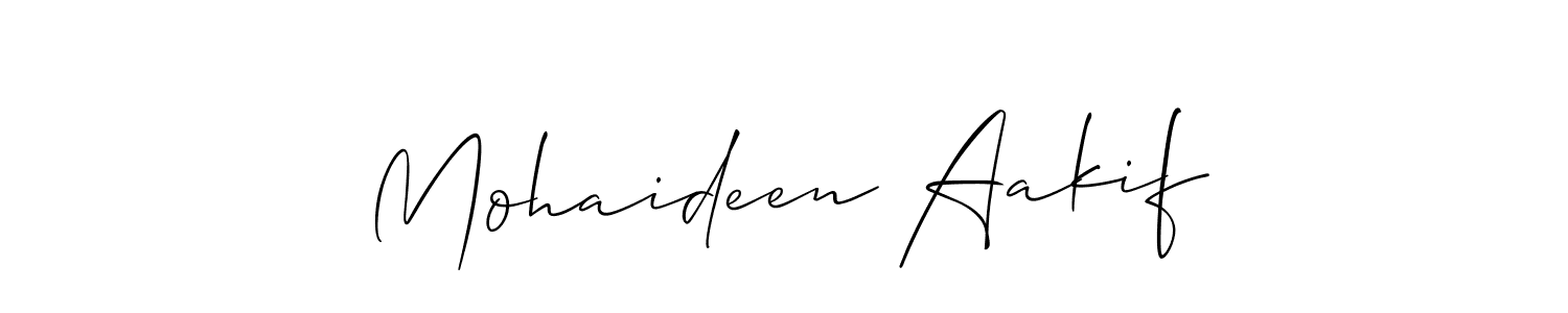 Also we have Mohaideen Aakif name is the best signature style. Create professional handwritten signature collection using Allison_Script autograph style. Mohaideen Aakif signature style 2 images and pictures png