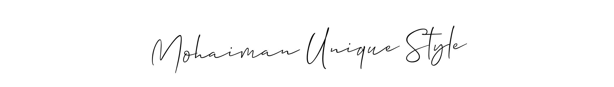 How to Draw Mohaiman Unique Style signature style? Allison_Script is a latest design signature styles for name Mohaiman Unique Style. Mohaiman Unique Style signature style 2 images and pictures png