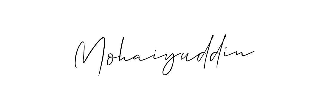 Use a signature maker to create a handwritten signature online. With this signature software, you can design (Allison_Script) your own signature for name Mohaiyuddin. Mohaiyuddin signature style 2 images and pictures png