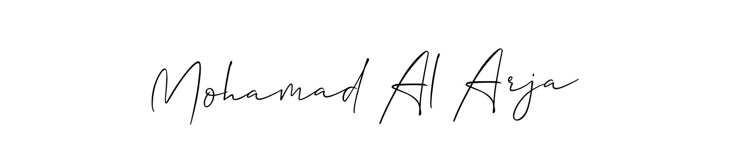 The best way (Allison_Script) to make a short signature is to pick only two or three words in your name. The name Mohamad Al Arja include a total of six letters. For converting this name. Mohamad Al Arja signature style 2 images and pictures png