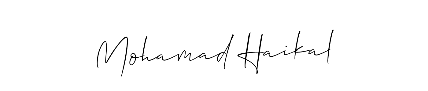 Make a short Mohamad Haikal signature style. Manage your documents anywhere anytime using Allison_Script. Create and add eSignatures, submit forms, share and send files easily. Mohamad Haikal signature style 2 images and pictures png