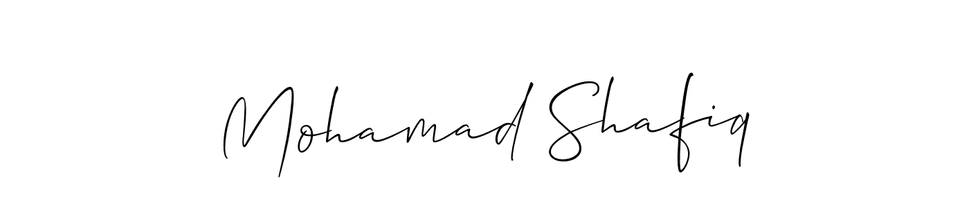 Make a short Mohamad Shafiq signature style. Manage your documents anywhere anytime using Allison_Script. Create and add eSignatures, submit forms, share and send files easily. Mohamad Shafiq signature style 2 images and pictures png