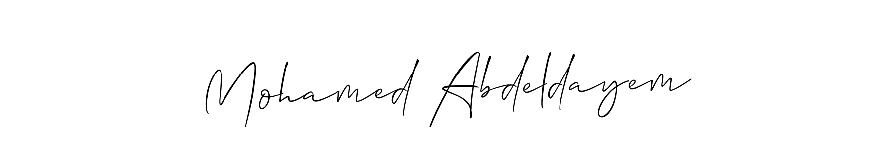 Create a beautiful signature design for name Mohamed Abdeldayem. With this signature (Allison_Script) fonts, you can make a handwritten signature for free. Mohamed Abdeldayem signature style 2 images and pictures png