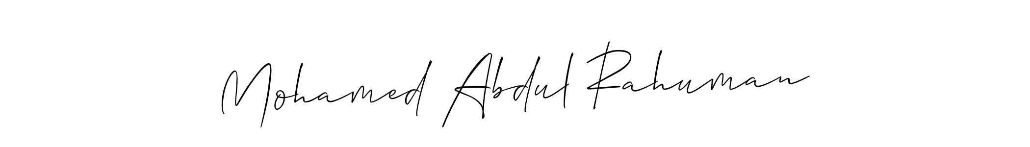 Use a signature maker to create a handwritten signature online. With this signature software, you can design (Allison_Script) your own signature for name Mohamed Abdul Rahuman. Mohamed Abdul Rahuman signature style 2 images and pictures png