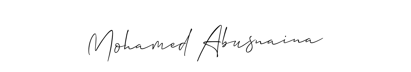 How to make Mohamed Abusnaina name signature. Use Allison_Script style for creating short signs online. This is the latest handwritten sign. Mohamed Abusnaina signature style 2 images and pictures png