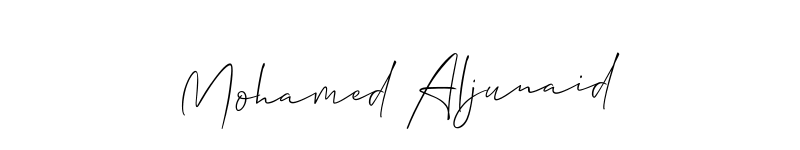 Allison_Script is a professional signature style that is perfect for those who want to add a touch of class to their signature. It is also a great choice for those who want to make their signature more unique. Get Mohamed Aljunaid name to fancy signature for free. Mohamed Aljunaid signature style 2 images and pictures png