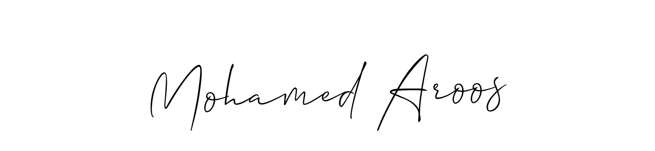 This is the best signature style for the Mohamed Aroos name. Also you like these signature font (Allison_Script). Mix name signature. Mohamed Aroos signature style 2 images and pictures png