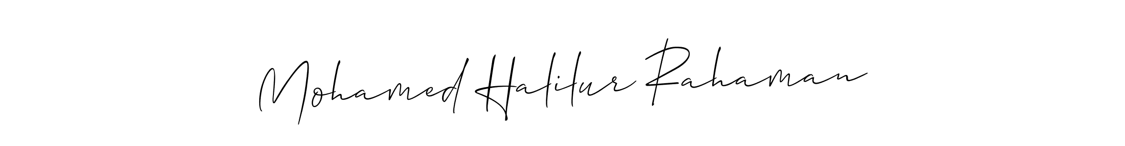 Make a beautiful signature design for name Mohamed Halilur Rahaman. With this signature (Allison_Script) style, you can create a handwritten signature for free. Mohamed Halilur Rahaman signature style 2 images and pictures png