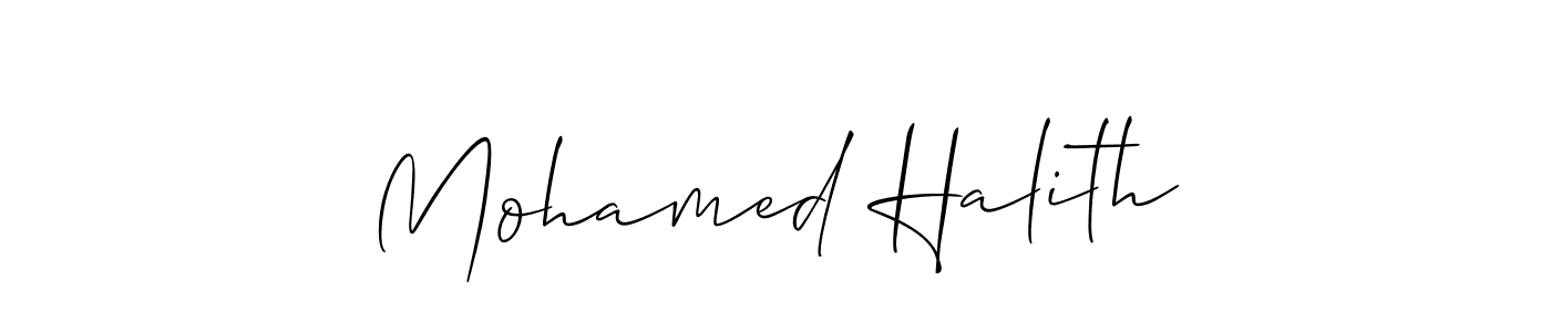 Mohamed Halith stylish signature style. Best Handwritten Sign (Allison_Script) for my name. Handwritten Signature Collection Ideas for my name Mohamed Halith. Mohamed Halith signature style 2 images and pictures png