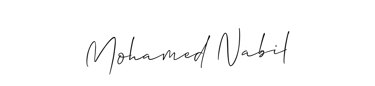 How to make Mohamed Nabil name signature. Use Allison_Script style for creating short signs online. This is the latest handwritten sign. Mohamed Nabil signature style 2 images and pictures png