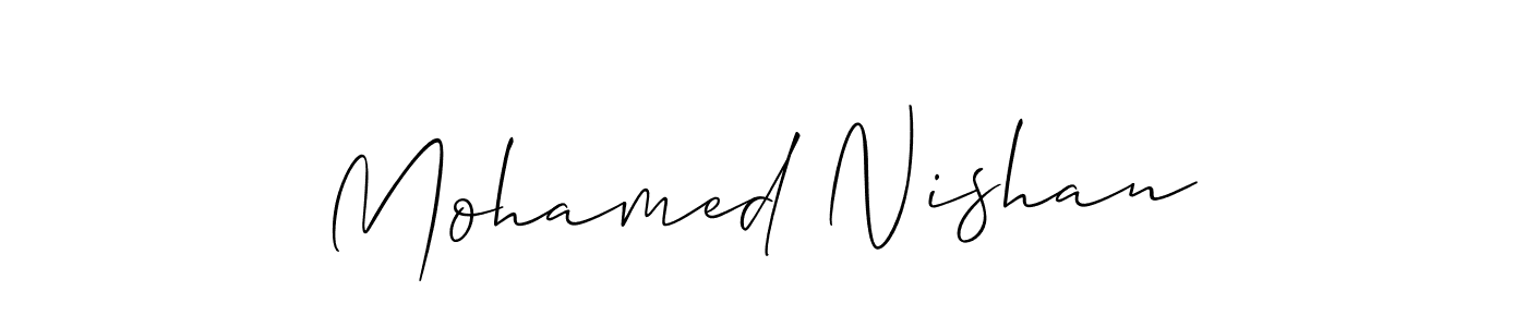 How to make Mohamed Nishan name signature. Use Allison_Script style for creating short signs online. This is the latest handwritten sign. Mohamed Nishan signature style 2 images and pictures png