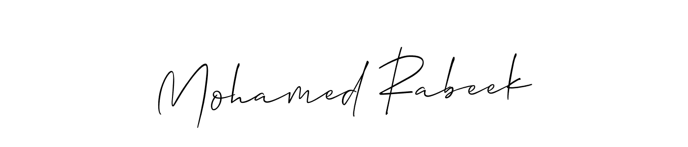 How to make Mohamed Rabeek name signature. Use Allison_Script style for creating short signs online. This is the latest handwritten sign. Mohamed Rabeek signature style 2 images and pictures png