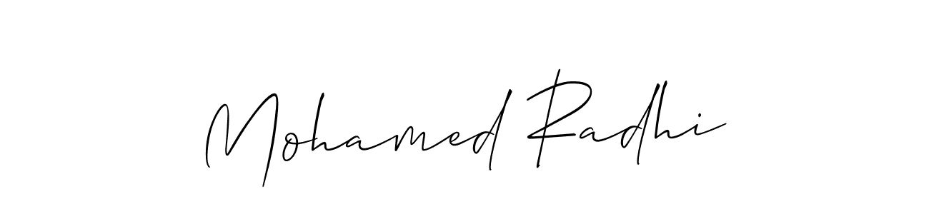 It looks lik you need a new signature style for name Mohamed Radhi. Design unique handwritten (Allison_Script) signature with our free signature maker in just a few clicks. Mohamed Radhi signature style 2 images and pictures png