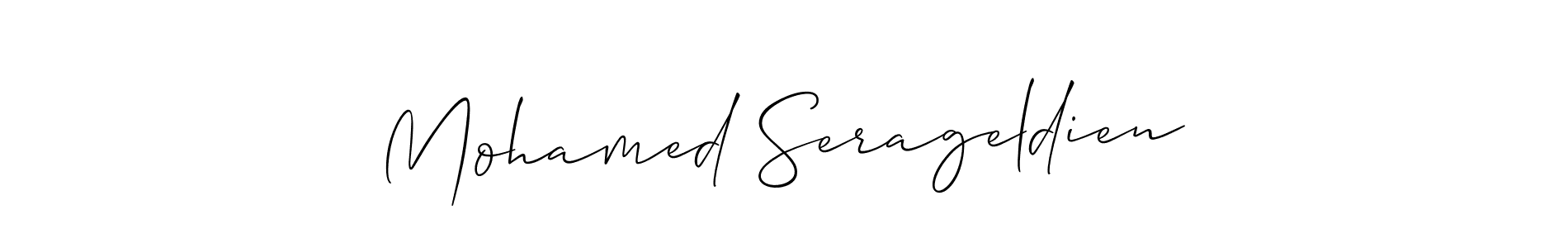 The best way (Allison_Script) to make a short signature is to pick only two or three words in your name. The name Mohamed Serageldien include a total of six letters. For converting this name. Mohamed Serageldien signature style 2 images and pictures png