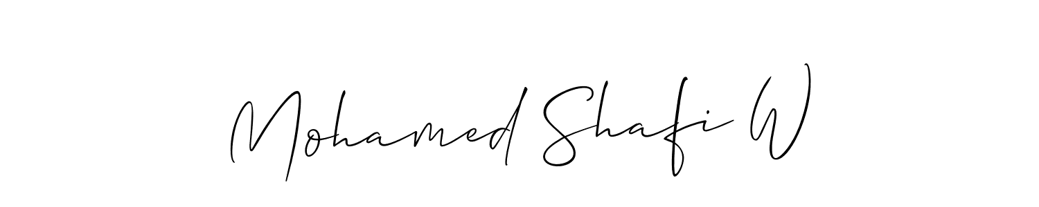 Make a short Mohamed Shafi W signature style. Manage your documents anywhere anytime using Allison_Script. Create and add eSignatures, submit forms, share and send files easily. Mohamed Shafi W signature style 2 images and pictures png