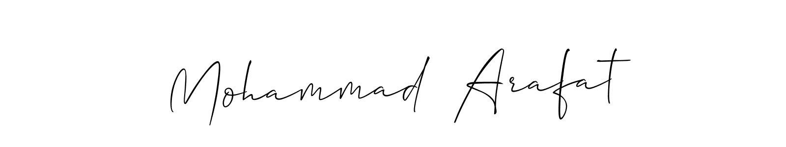 The best way (Allison_Script) to make a short signature is to pick only two or three words in your name. The name Mohammad  Arafat include a total of six letters. For converting this name. Mohammad  Arafat signature style 2 images and pictures png