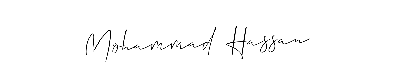 The best way (Allison_Script) to make a short signature is to pick only two or three words in your name. The name Mohammad  Hassan include a total of six letters. For converting this name. Mohammad  Hassan signature style 2 images and pictures png