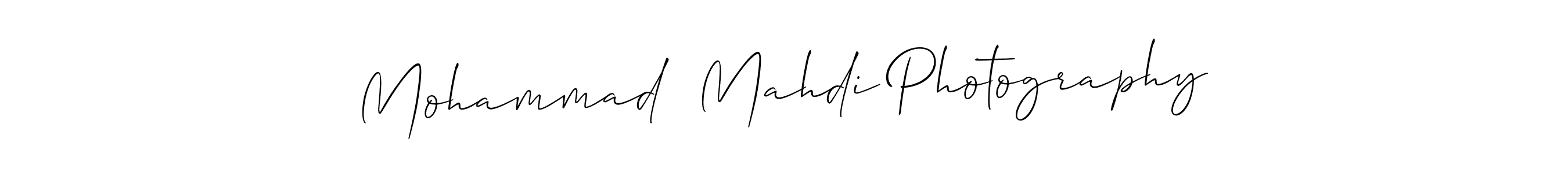 The best way (Allison_Script) to make a short signature is to pick only two or three words in your name. The name Mohammad  Mahdi Photography include a total of six letters. For converting this name. Mohammad  Mahdi Photography signature style 2 images and pictures png