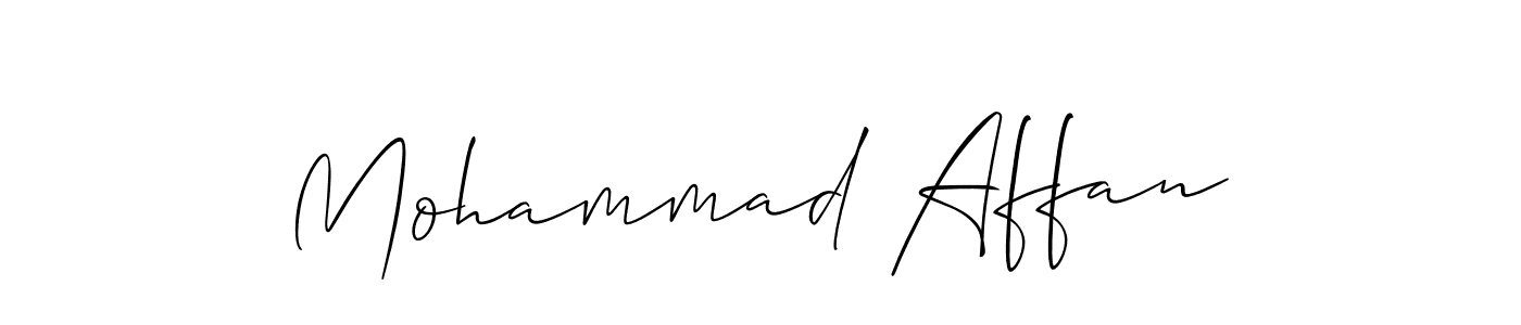 Use a signature maker to create a handwritten signature online. With this signature software, you can design (Allison_Script) your own signature for name Mohammad Affan. Mohammad Affan signature style 2 images and pictures png