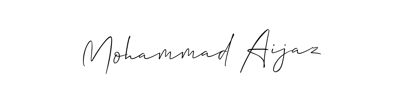 The best way (Allison_Script) to make a short signature is to pick only two or three words in your name. The name Mohammad Aijaz include a total of six letters. For converting this name. Mohammad Aijaz signature style 2 images and pictures png