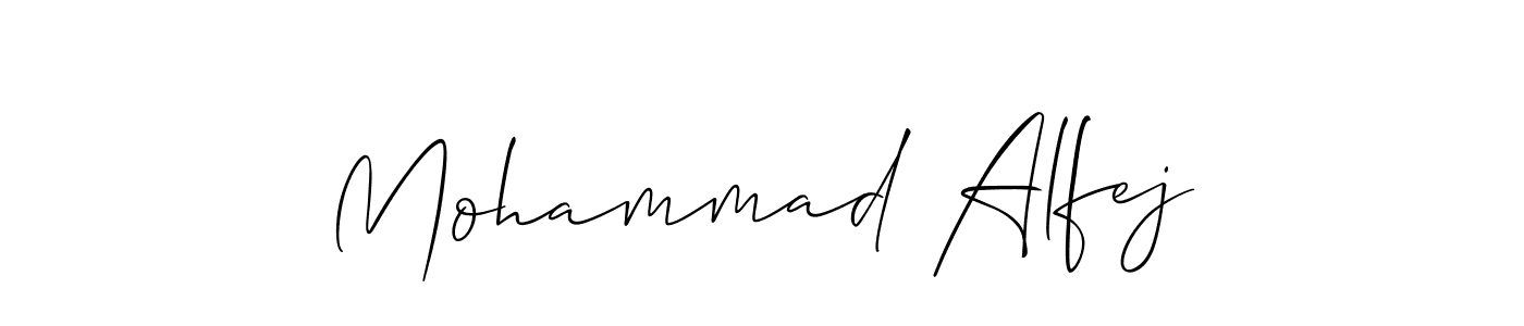 How to make Mohammad Alfej name signature. Use Allison_Script style for creating short signs online. This is the latest handwritten sign. Mohammad Alfej signature style 2 images and pictures png