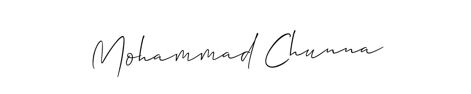 How to make Mohammad Chunna signature? Allison_Script is a professional autograph style. Create handwritten signature for Mohammad Chunna name. Mohammad Chunna signature style 2 images and pictures png