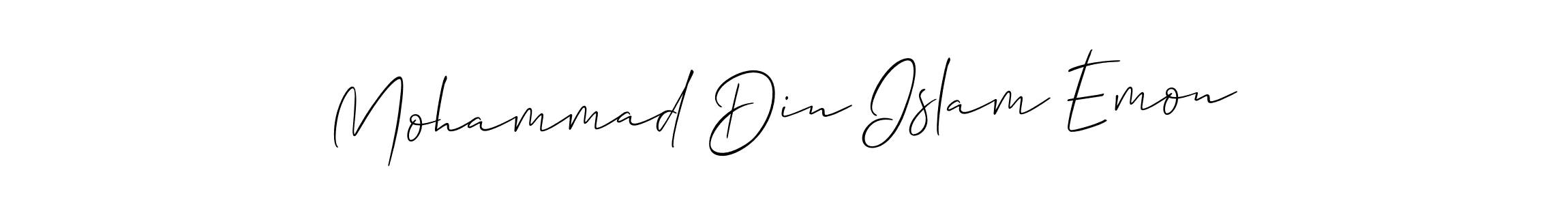 Also You can easily find your signature by using the search form. We will create Mohammad Din Islam Emon name handwritten signature images for you free of cost using Allison_Script sign style. Mohammad Din Islam Emon signature style 2 images and pictures png