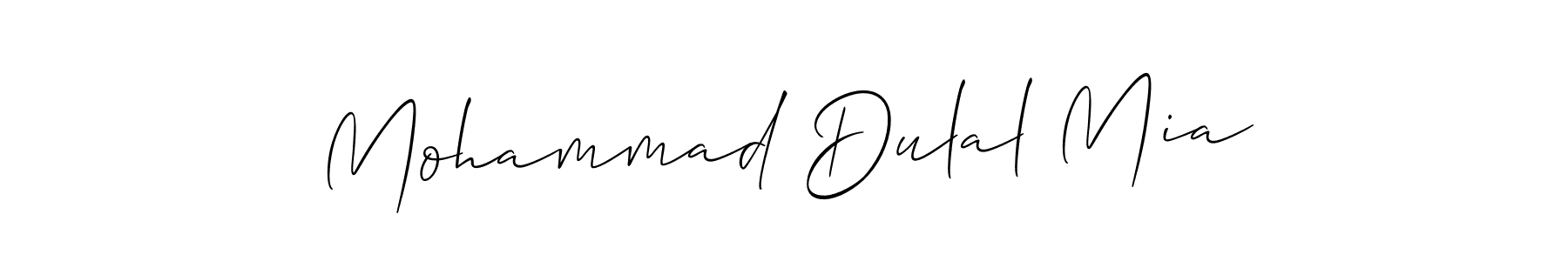 This is the best signature style for the Mohammad Dulal Mia name. Also you like these signature font (Allison_Script). Mix name signature. Mohammad Dulal Mia signature style 2 images and pictures png