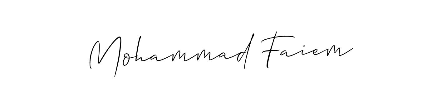Make a short Mohammad Faiem signature style. Manage your documents anywhere anytime using Allison_Script. Create and add eSignatures, submit forms, share and send files easily. Mohammad Faiem signature style 2 images and pictures png
